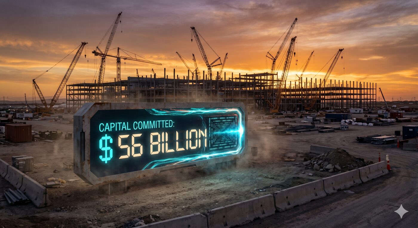 Semiconductor fab construction scene representing earnings disclosures, capacity plans, and delayed factory buildouts.