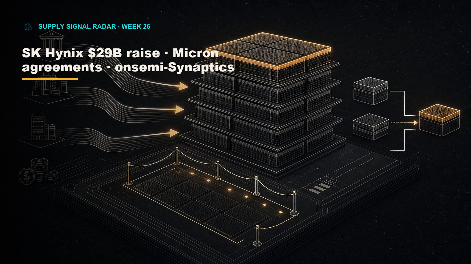 Funding the Stack — SK Hynix's $29B raise, Micron agreements, and the onsemi-Synaptics deal build a higher cost base.