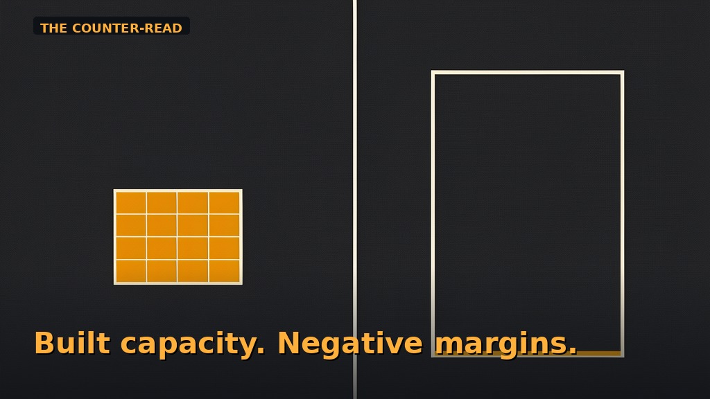 Split frame: on the left, a compact structure packed with solid amber; on the right, a larger outlined structure that is clearly built but nearly empty.