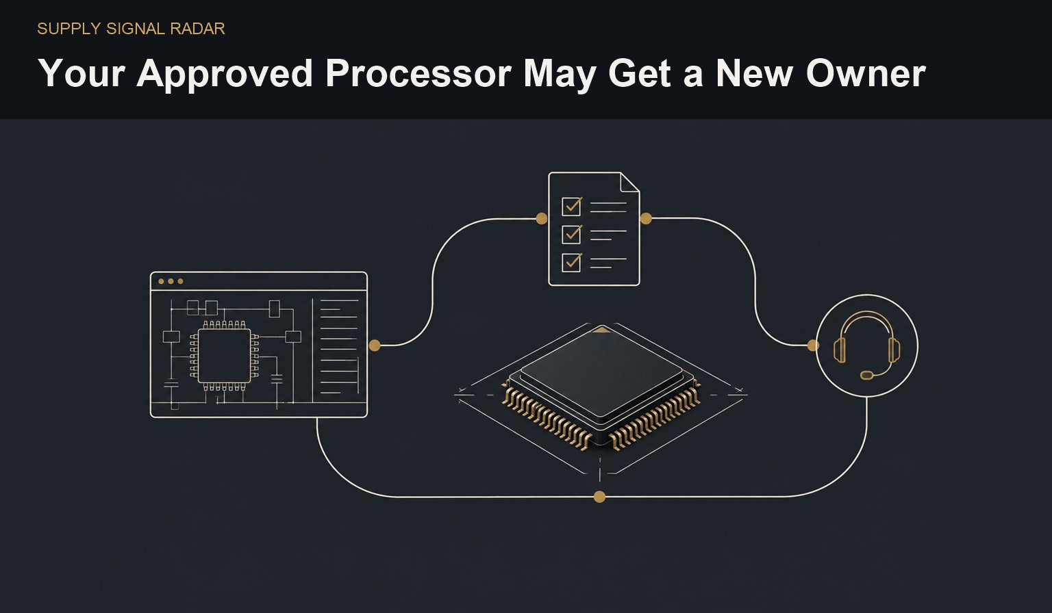 Editorial illustration: support in semiconductor procurement.