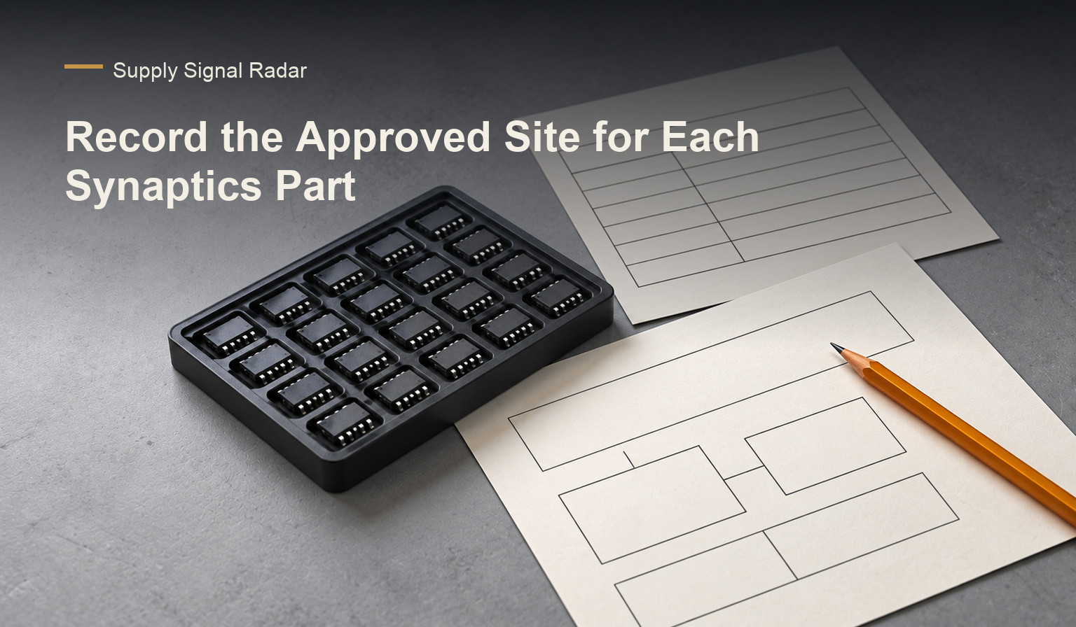 Generic component tray beside a current-site record and an unfinished change assessment.